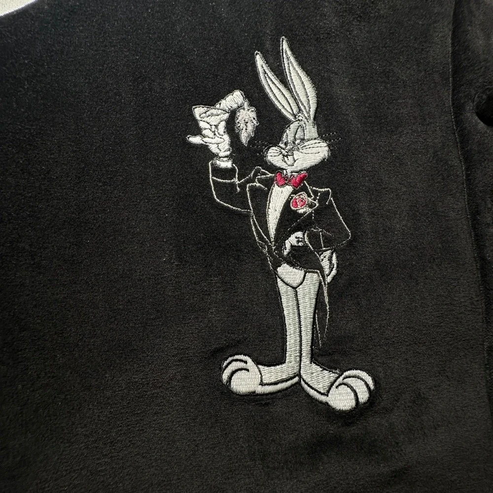 Vtg‎ Warner Bros Bugs Bunny Vest Mens S Black Velvet Looney Tunes 1995 Waistcoat